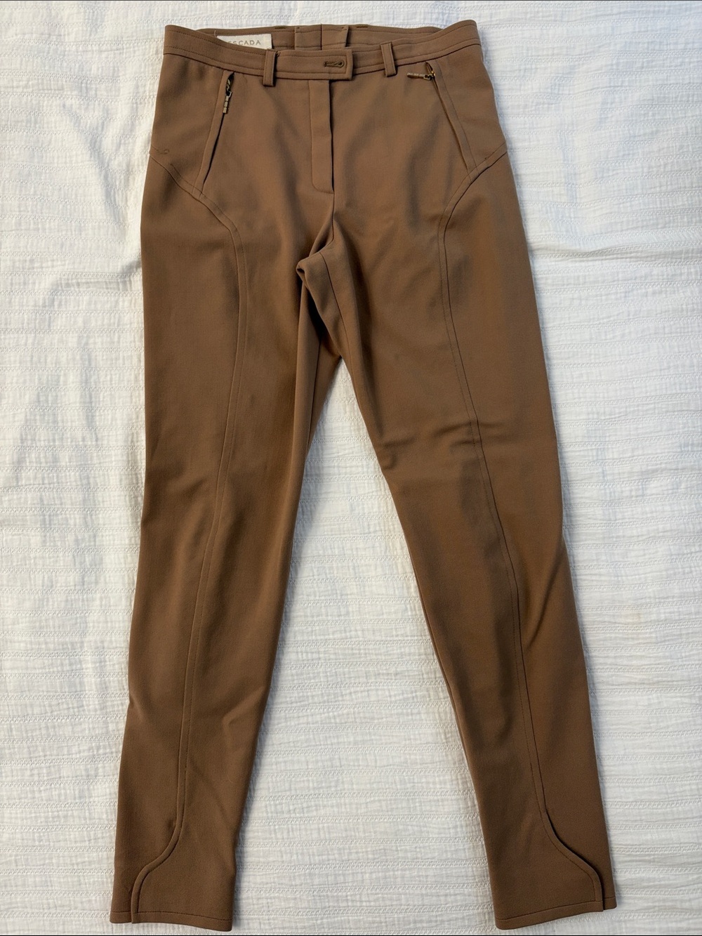 GUC Escada Brown Slim Tapered Women’s Wool Pants with Velcro Ankles
